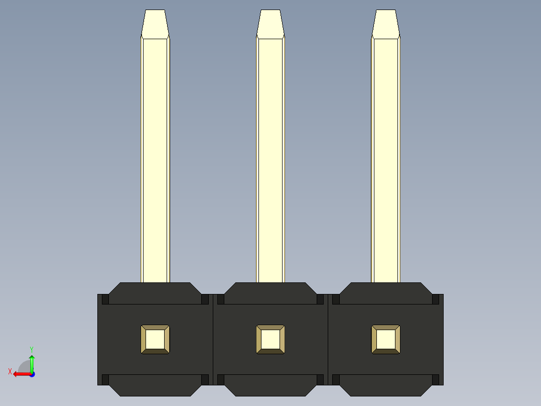 彩色公排针 100mil 2.54mm 系列-DS1022_black_03p_100mil_TypeU_rev1.0后视图