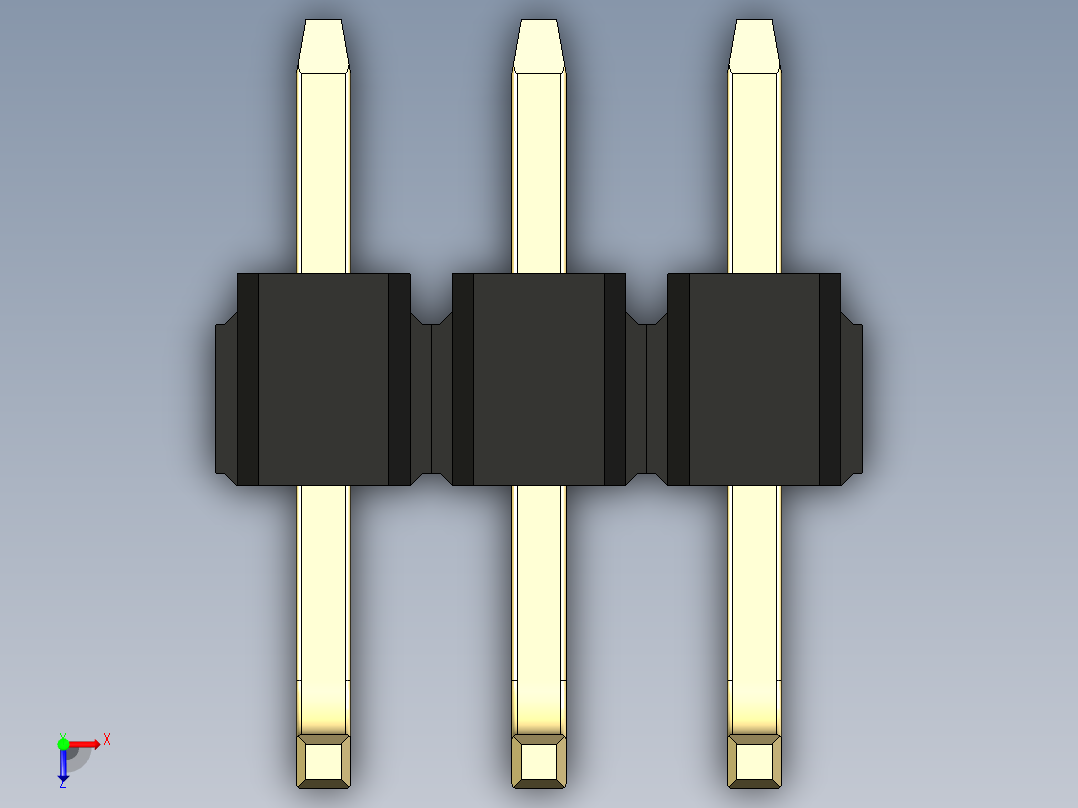 彩色公排针 100mil 2.54mm 系列-DS1022_black_03p_100mil_TypeU_rev1.0俯视图