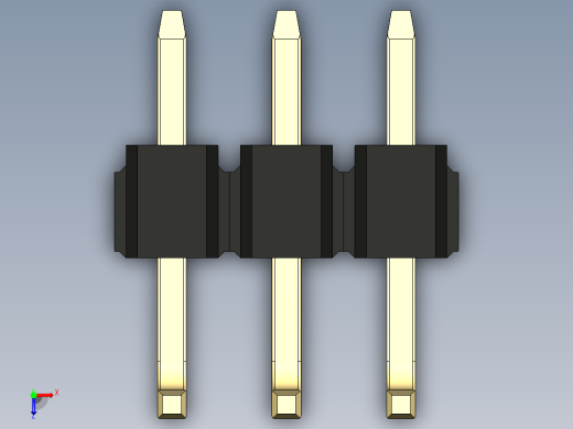 彩色公排针 100mil 2.54mm 系列-DS1022_black_03p_100mil_TypeU_rev1.0俯视缩略图