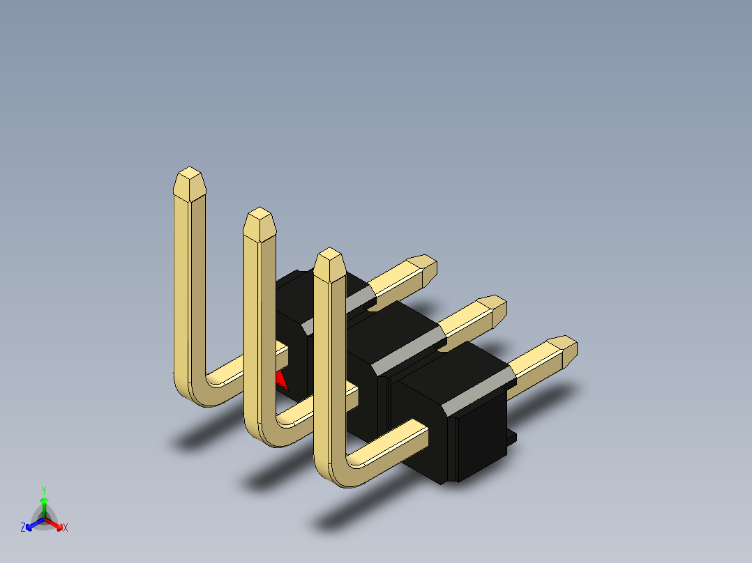 彩色公排针 100mil 2.54mm 系列-DS1022_black_03p_100mil_TypeU_rev1.0正等轴测图