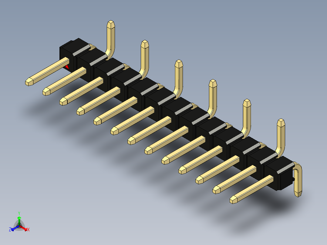 彩色公排针 100mil 2.54mm 系列-DS1022_black_13p_100mil_Type_SMT_R2_rev1.0主视图