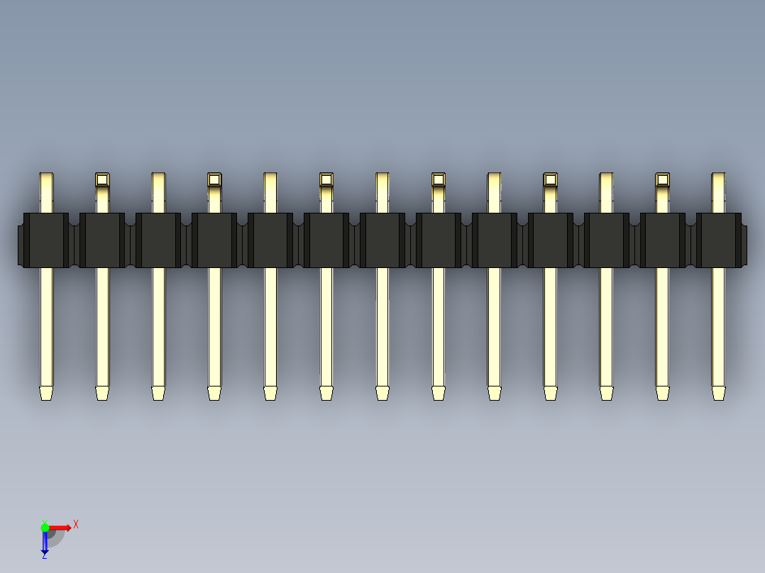彩色公排针 100mil 2.54mm 系列-DS1022_black_13p_100mil_Type_SMT_R2_rev1.0俯视图