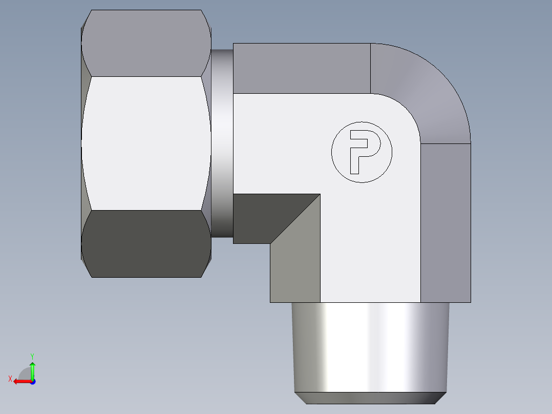 卡套式工业通用硬管接头EO_Male_stud_elbow_WE18LR71后视图