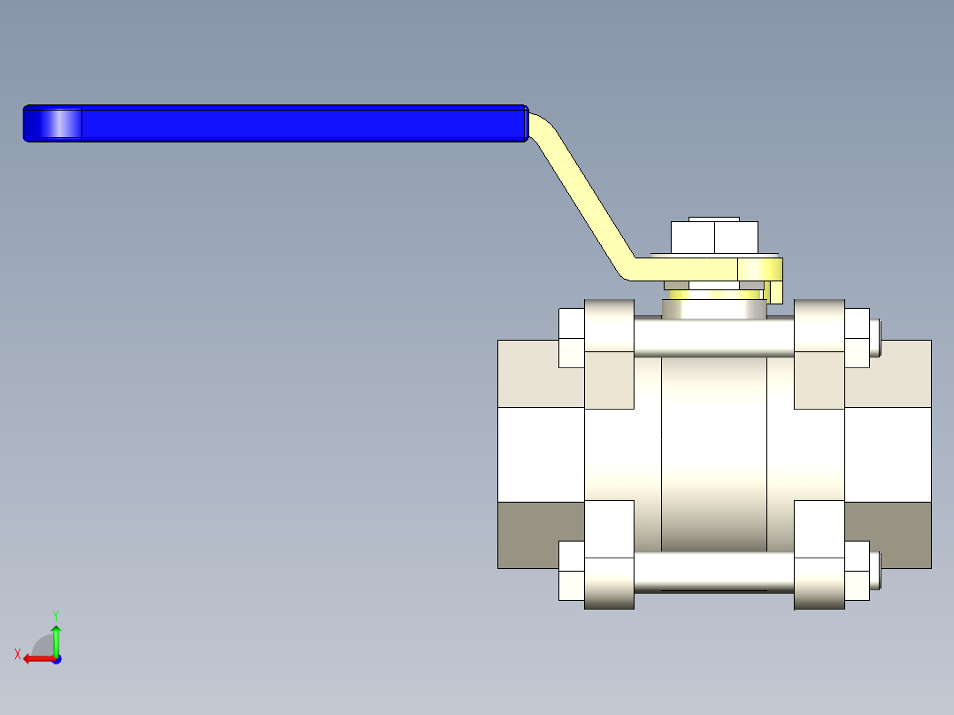 管道手动球阀-水管开关阀-手动阀门DN25三段式球阀后视图