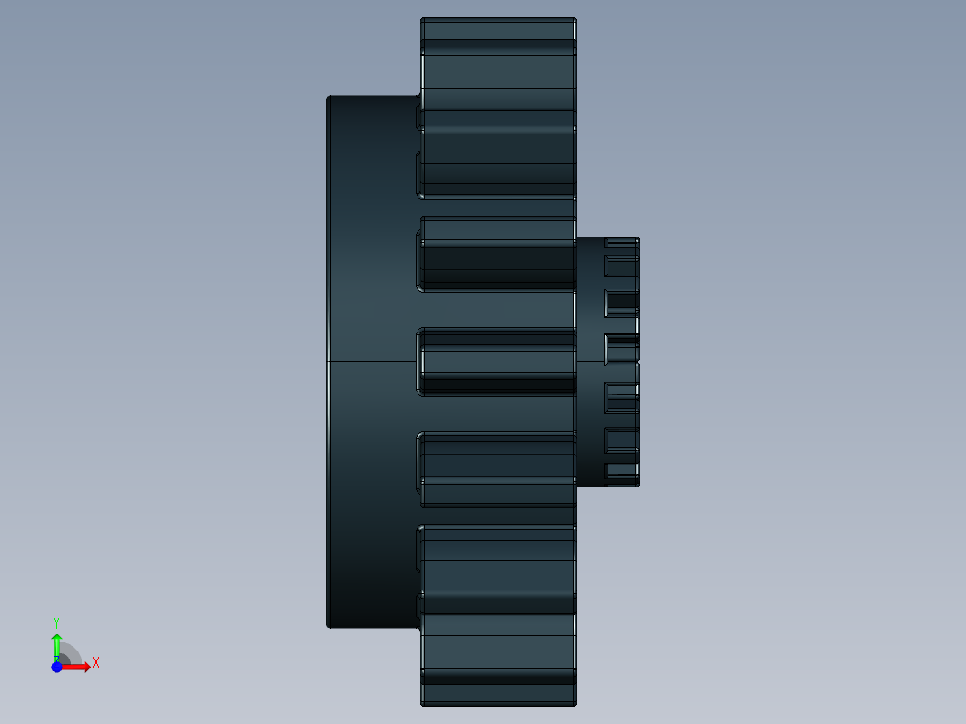 6542 Black Technic Gear 16 Tooth with Clutch.STEP前视图