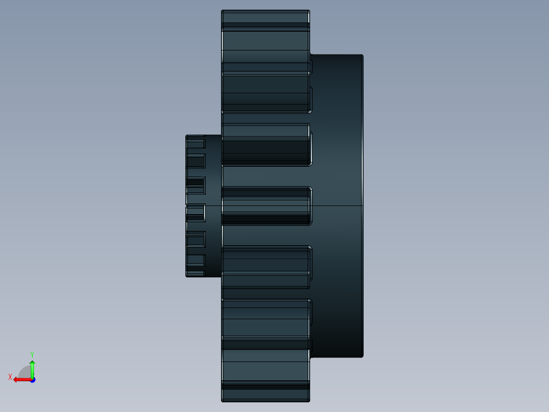 6542 Black Technic Gear 16 Tooth with Clutch.STEP后视图