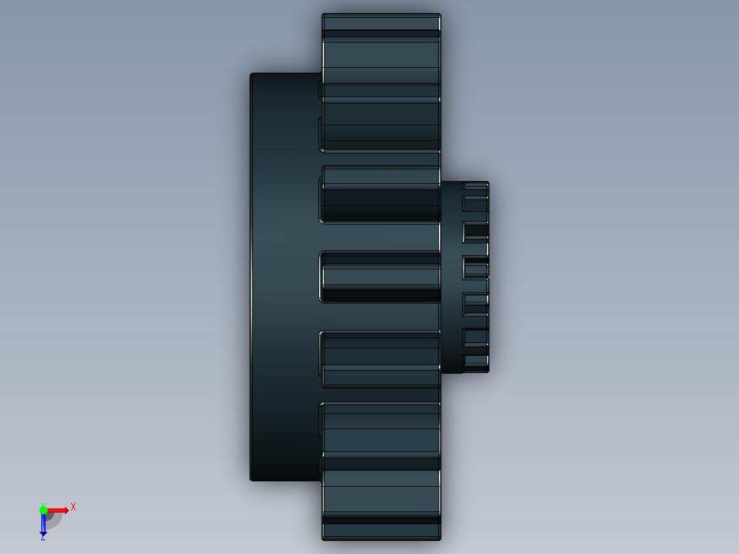 6542 Black Technic Gear 16 Tooth with Clutch.STEP俯视图