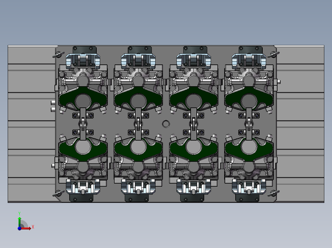 加工中心液压夹具前视图