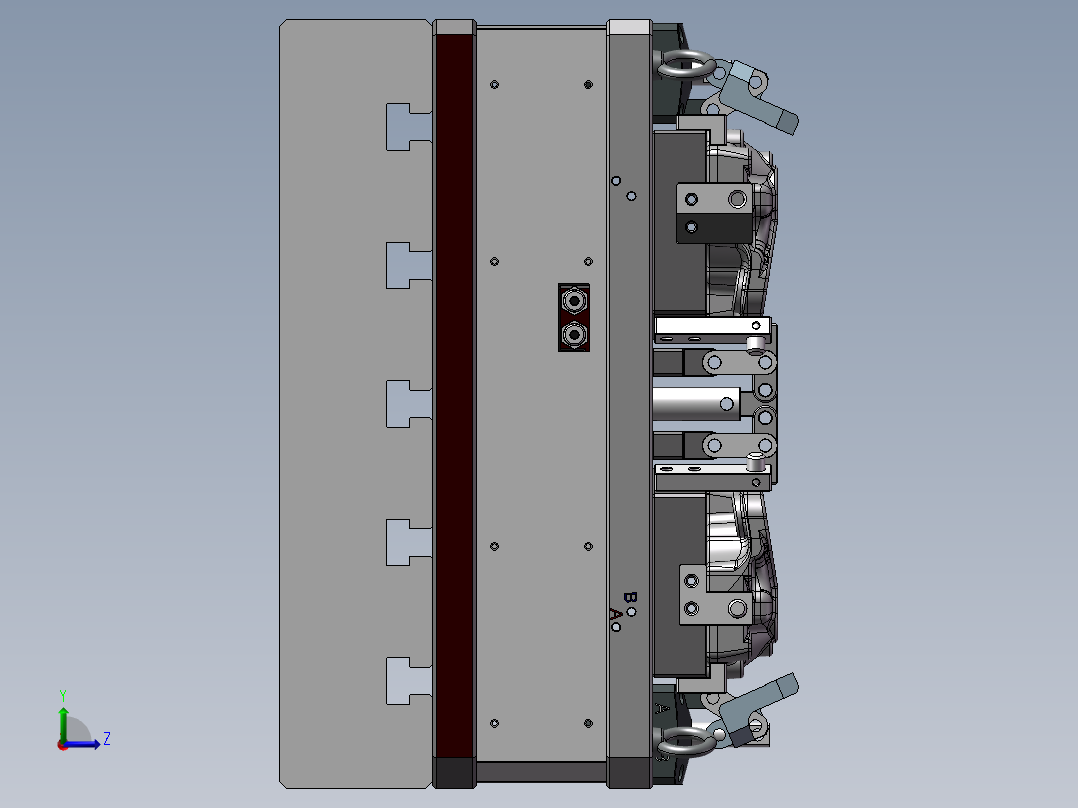 加工中心液压夹具左视图
