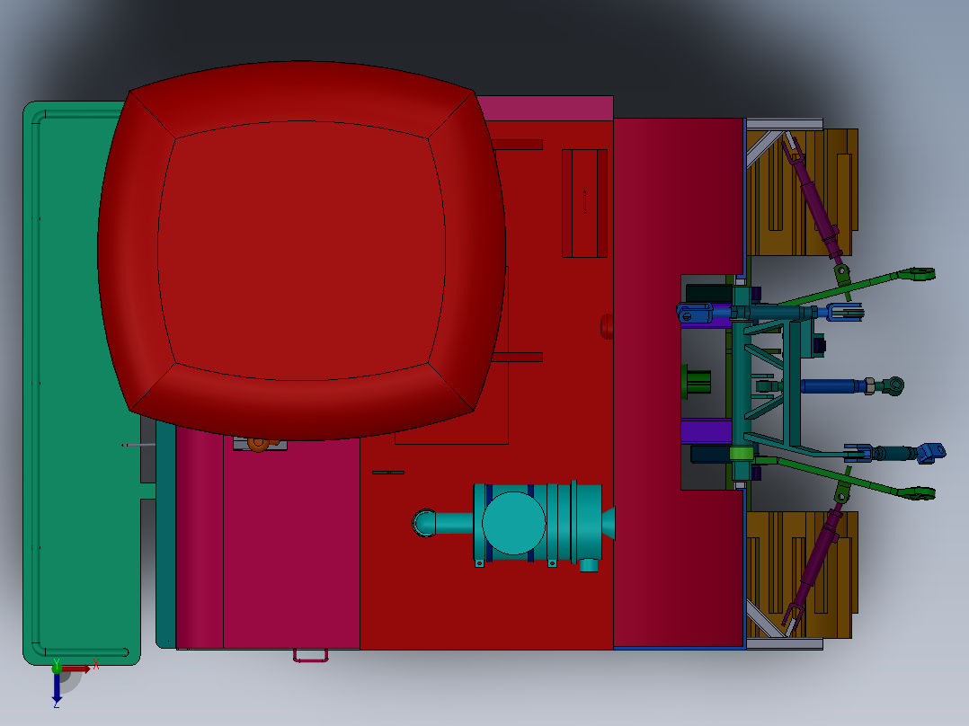 履带式拖拉机（旋耕机）俯视图