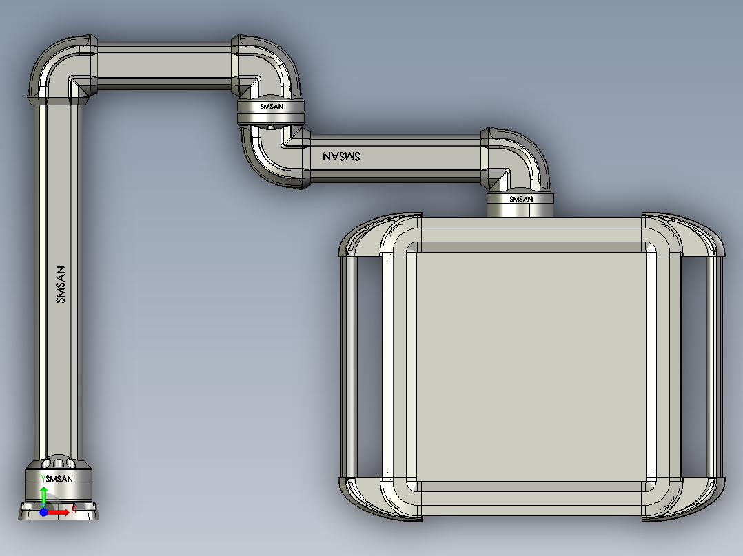 向下旋转底座+转角+转角+中间连接器+90度箱体连接器+控制箱前视图