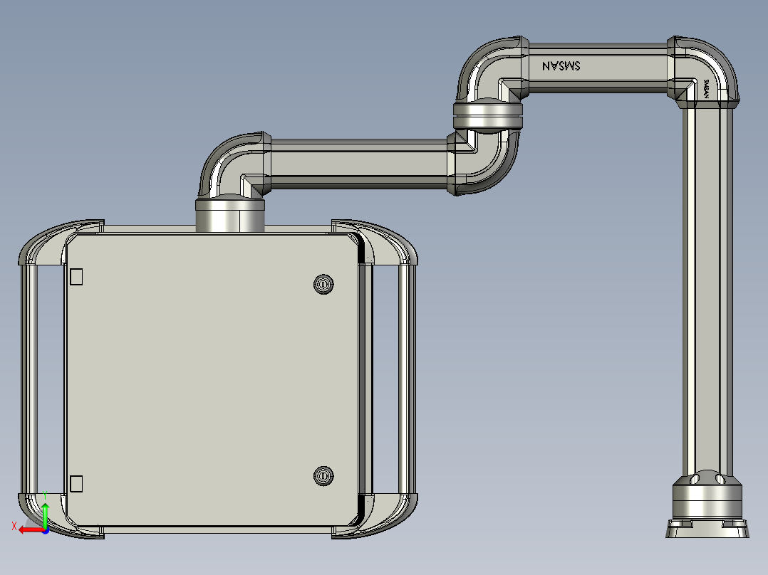 向下旋转底座+转角+转角+中间连接器+90度箱体连接器+控制箱后视图