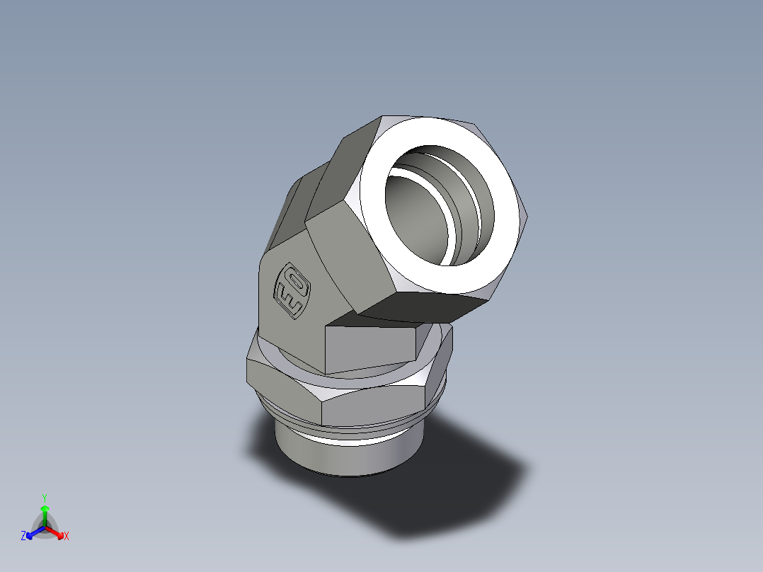 卡套式工业通用硬管接头EO_Adjustable_locknut_45_deg_elbow_VEE28ZLMCF主视图