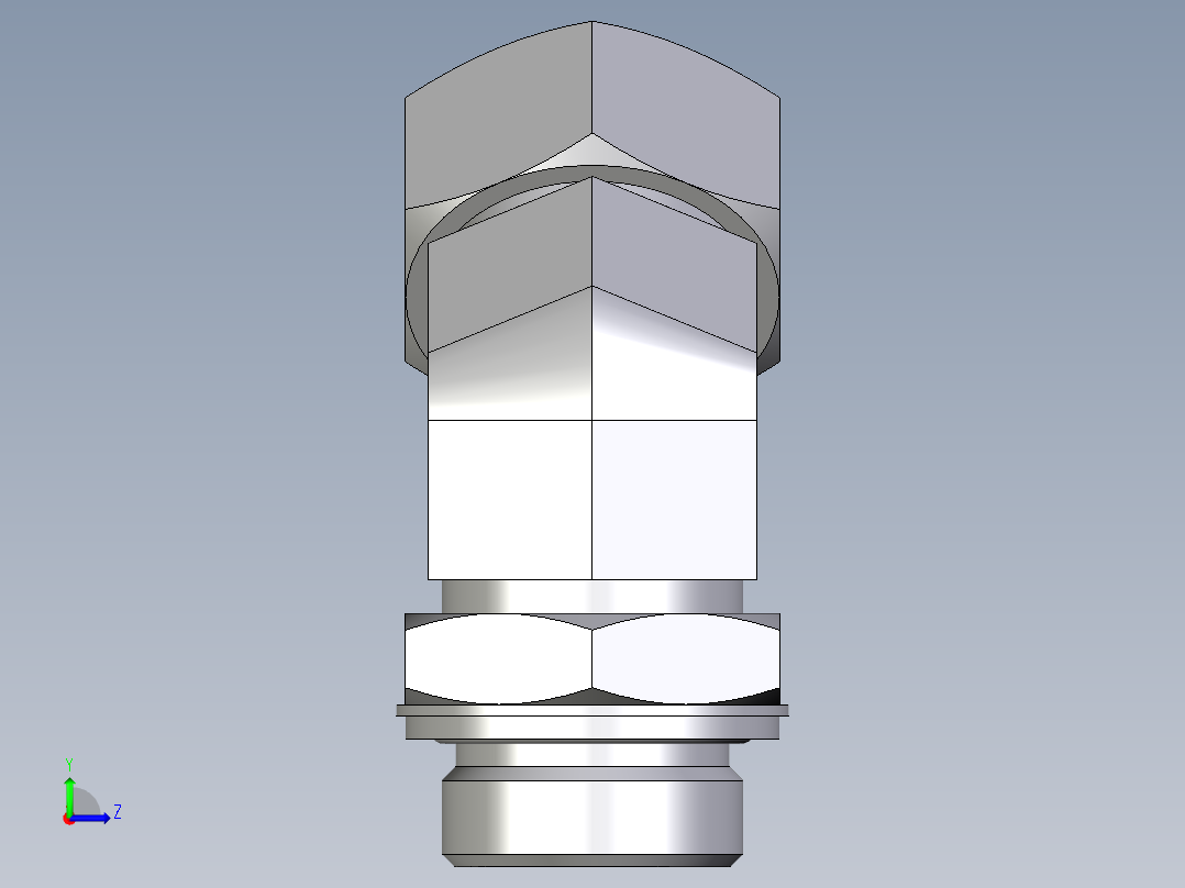 卡套式工业通用硬管接头EO_Adjustable_locknut_45_deg_elbow_VEE28ZLMCF左视图