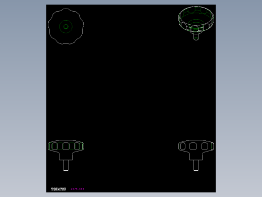 星型把手(塑膠)(B)2475-2D多系列多零件图纸模型
