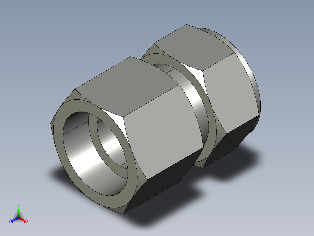 卡套式工业通用硬管接头20_gbu-s正等轴测图