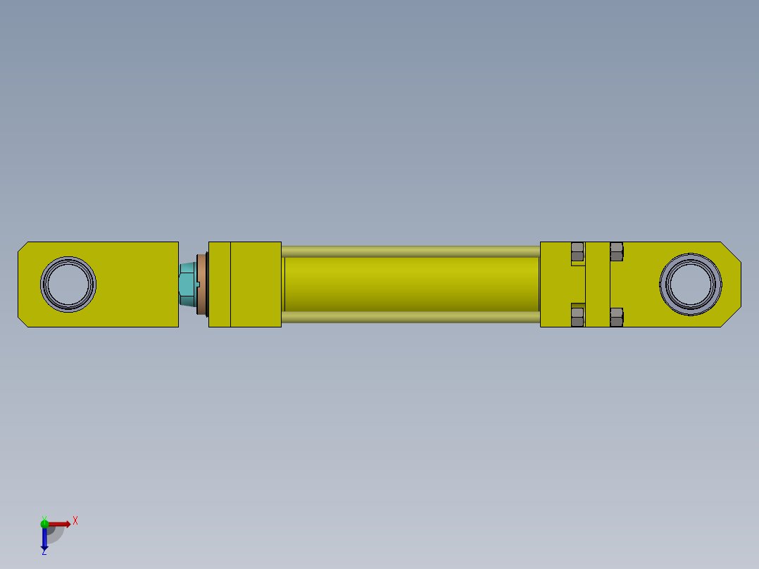 A0002797-连杆液压缸 (DANIELI) (水箱盖) 63x45x240 毫米俯视图
