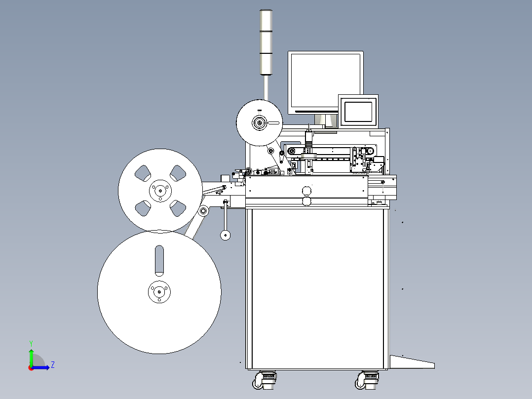在线式SMT输送包装机（电子元件检测编带包装机）左视图