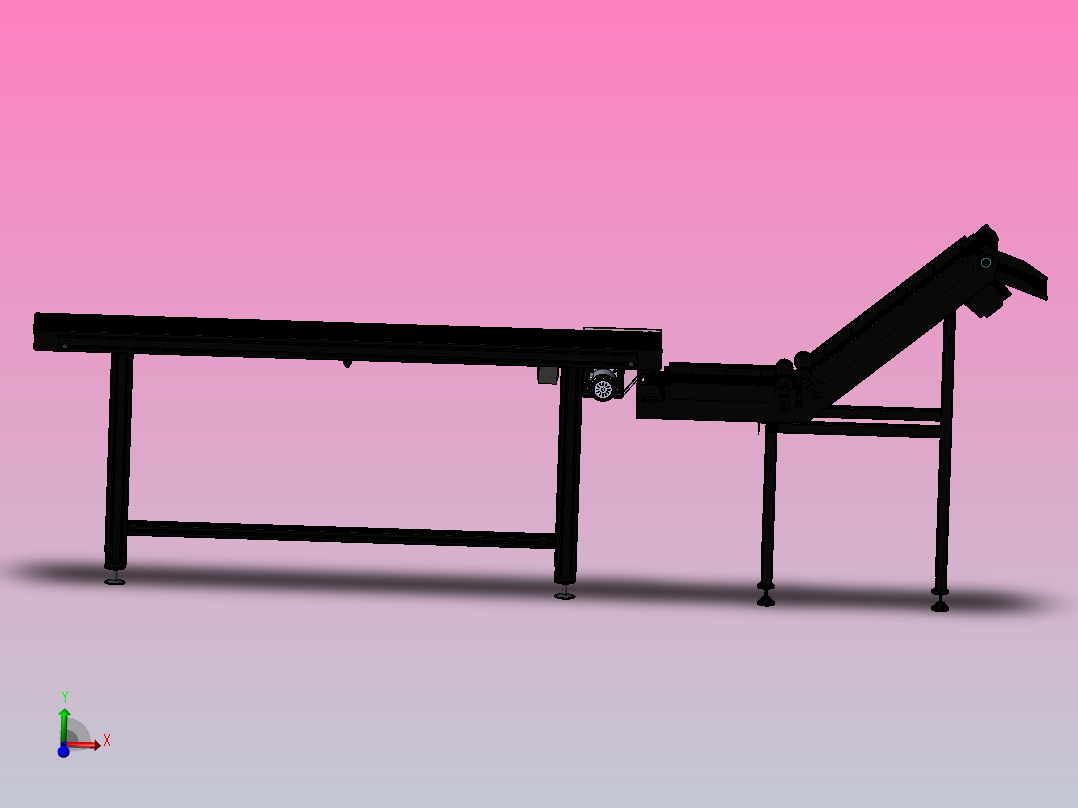 带隔板爬坡提升输送线主视图