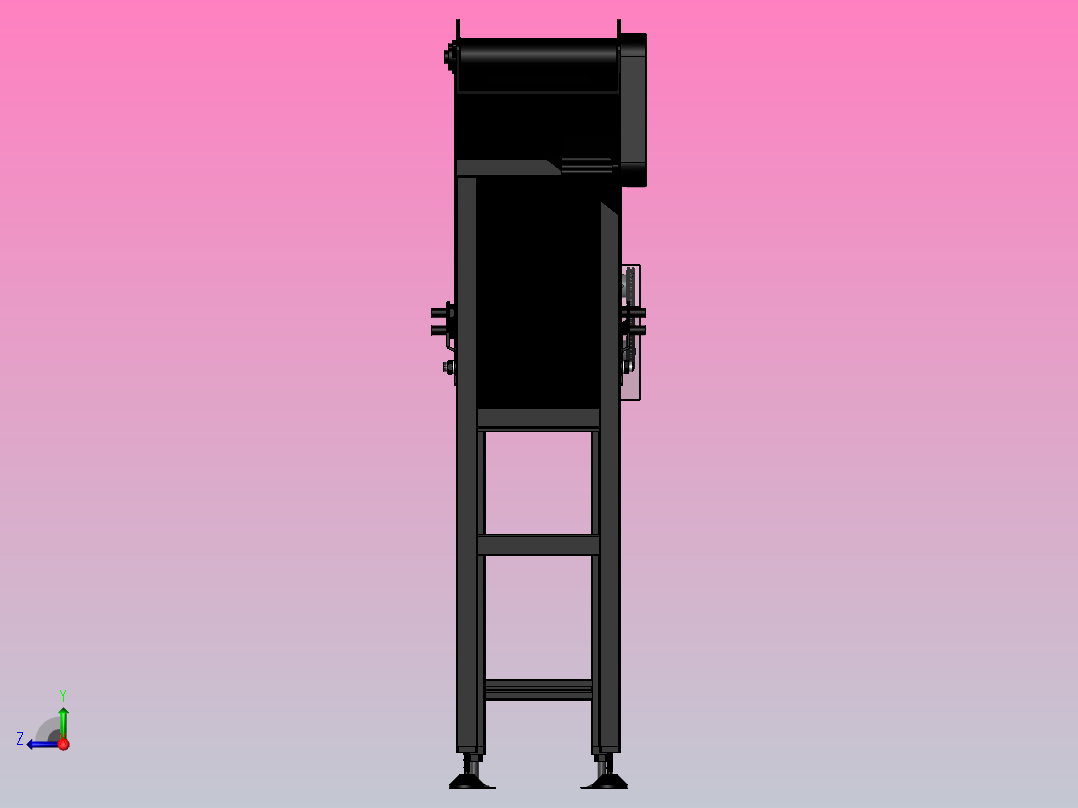 带隔板爬坡提升输送线右视图