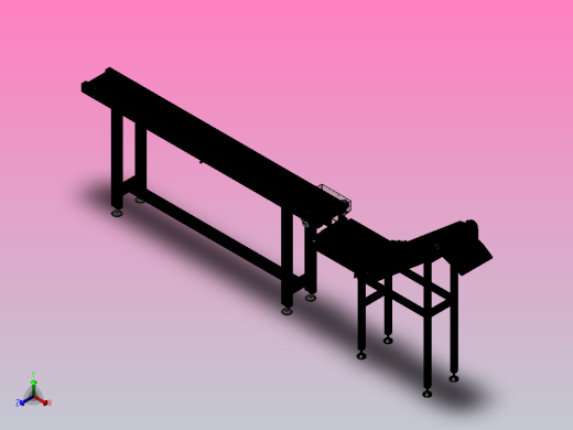 带隔板爬坡提升输送线正等轴测缩略图