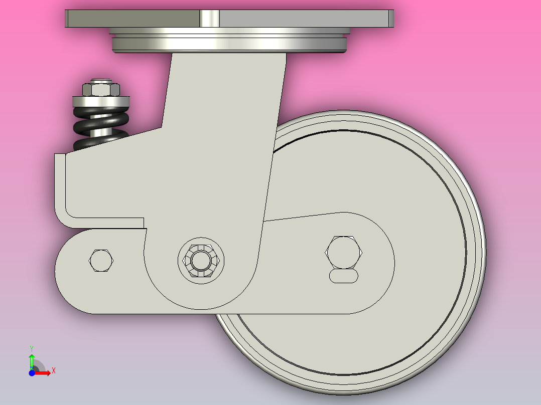 带减震脚轮概念的旋转支架d100mm前视图