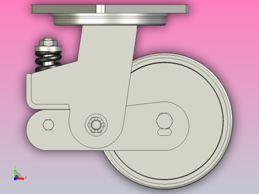 带减震脚轮概念的旋转支架d100mm前视缩略图