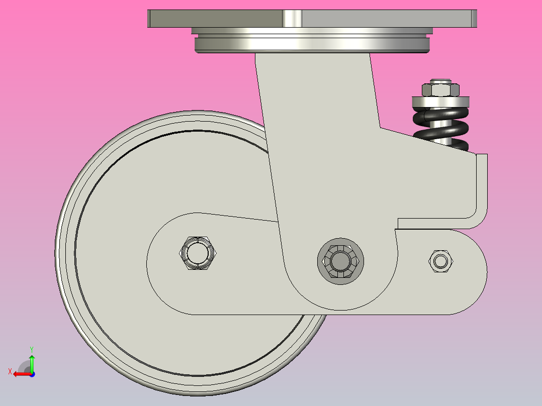 带减震脚轮概念的旋转支架d100mm后视图