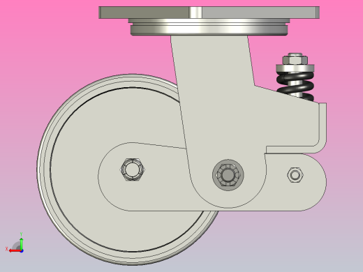 带减震脚轮概念的旋转支架d100mm后视缩略图