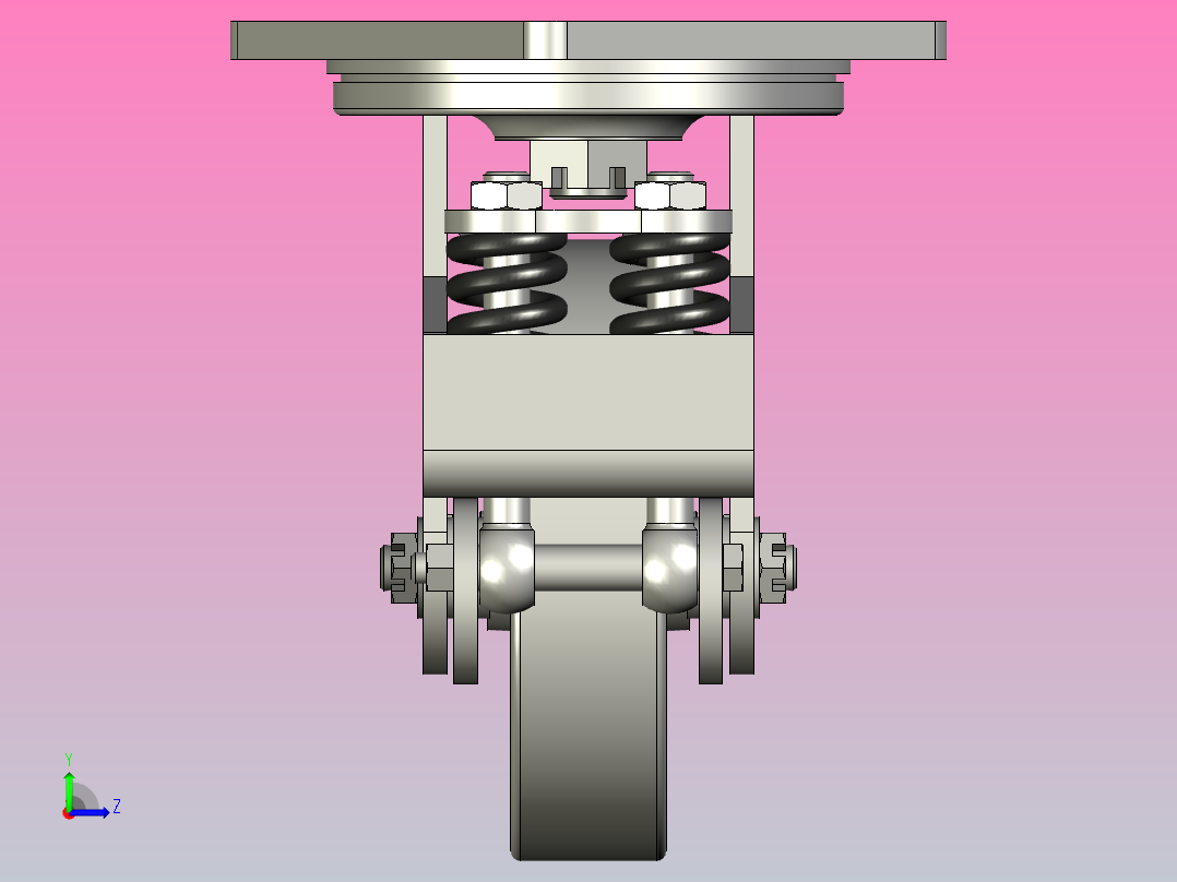 带减震脚轮概念的旋转支架d100mm左视图