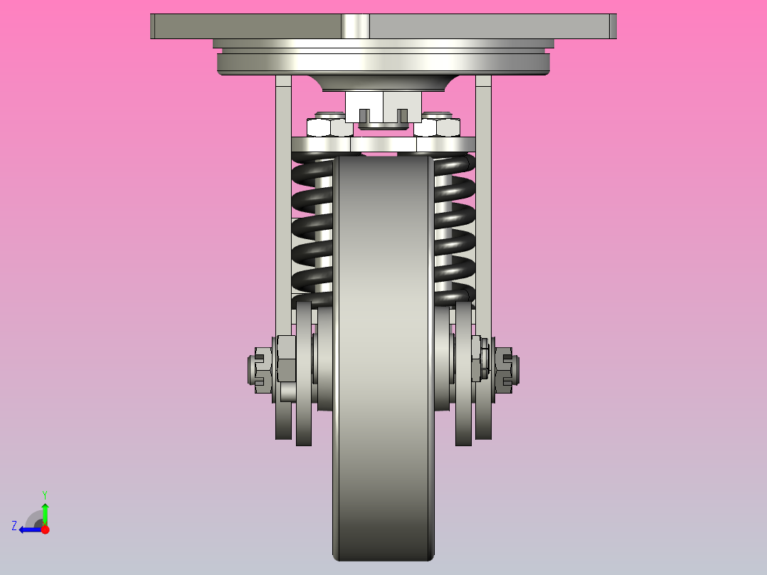 带减震脚轮概念的旋转支架d100mm右视图