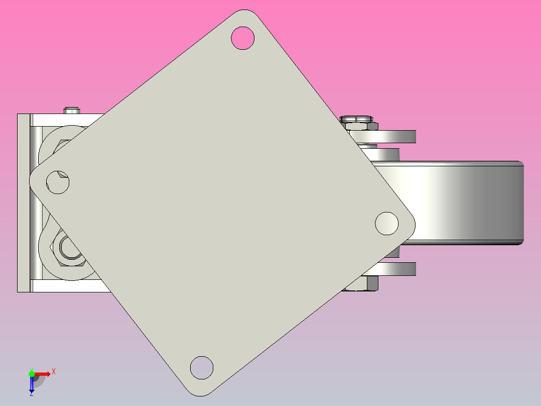 带减震脚轮概念的旋转支架d100mm俯视图