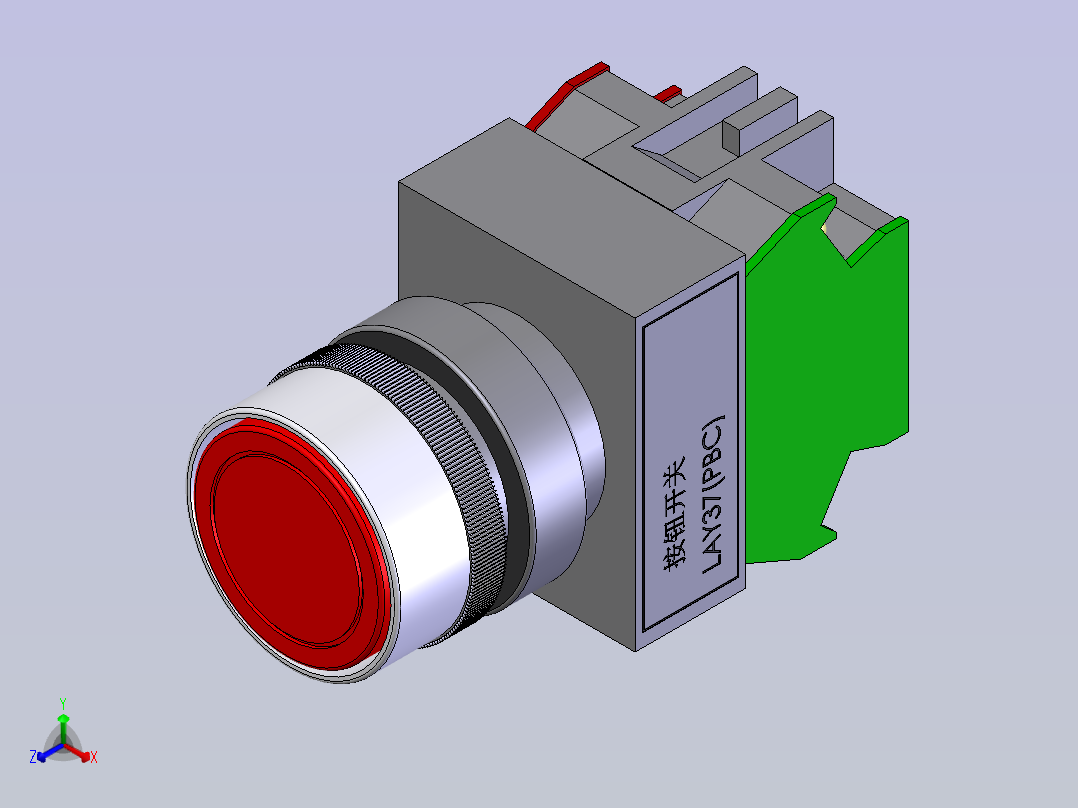 停止按钮（ø22）正等轴测图