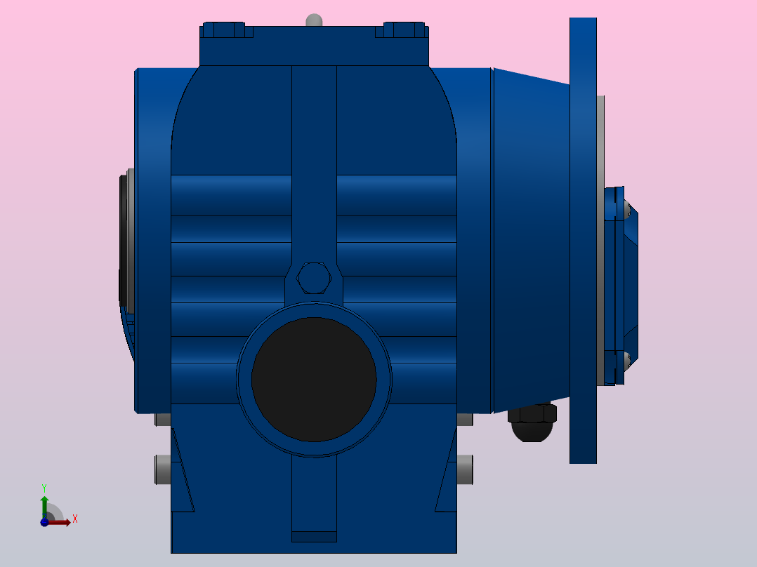 SAF67法兰空心轴安装斜齿-蜗轮蜗杆减速机SAF67-YV0.37-6P-170.4-M1-0°-B前视图