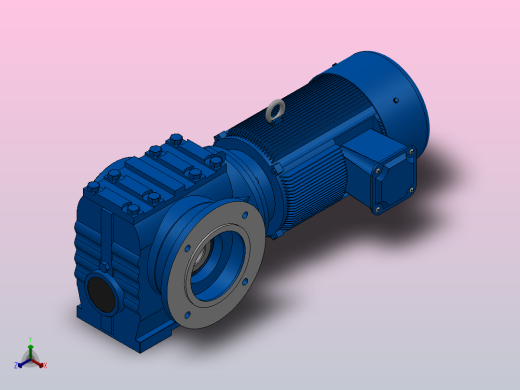SAF67法兰空心轴安装斜齿-蜗轮蜗杆减速机SAF67-YV0.37-6P-170.4-M1-0°-B正等轴测缩略图