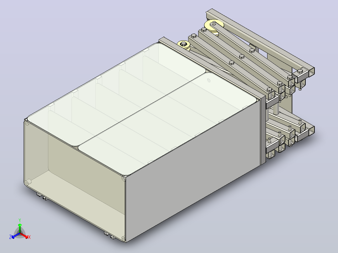 创建3D模型以说明维修后的酒窖剪式升降机系统的正确操作正等轴测图