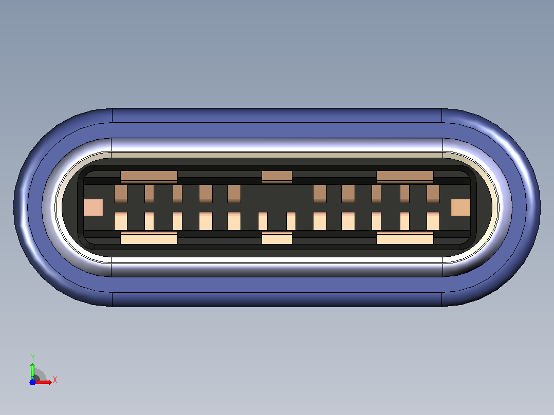 USB C型插头前视图