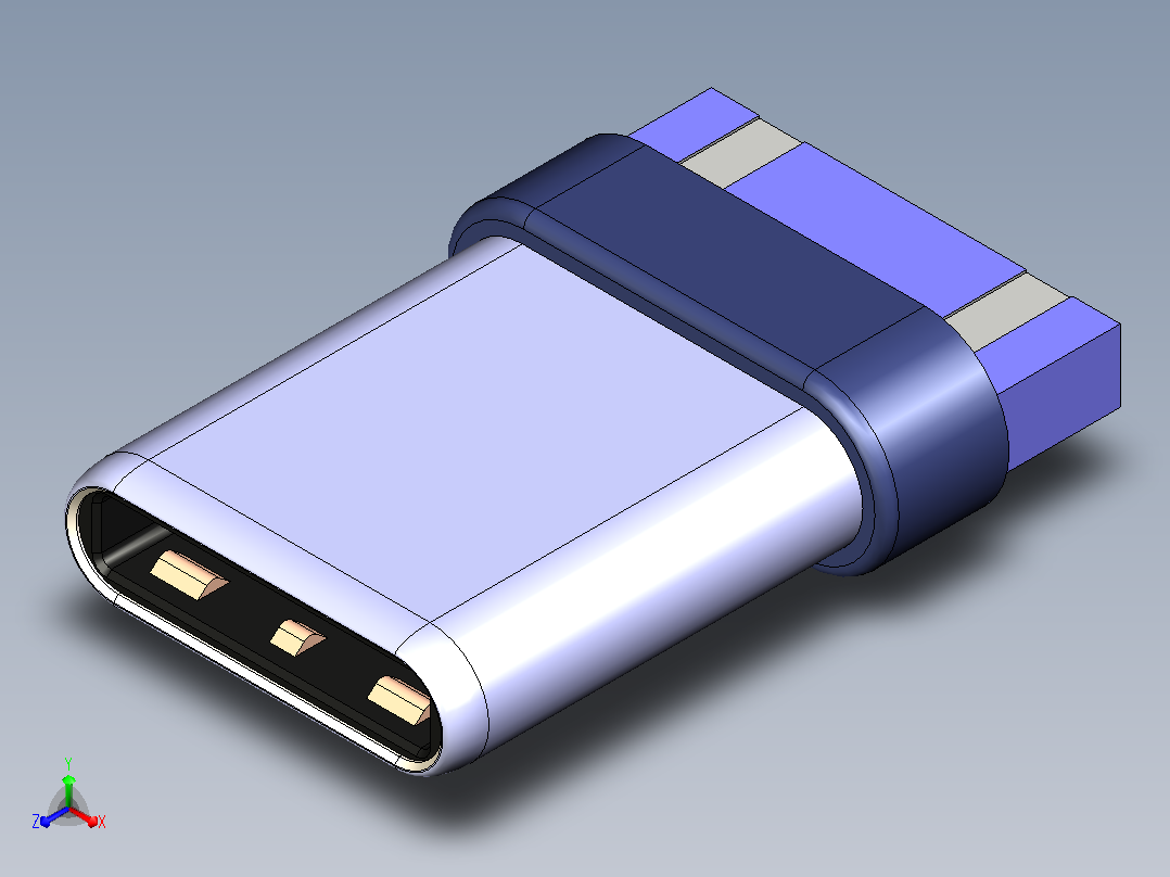 USB C型插头正等轴测图