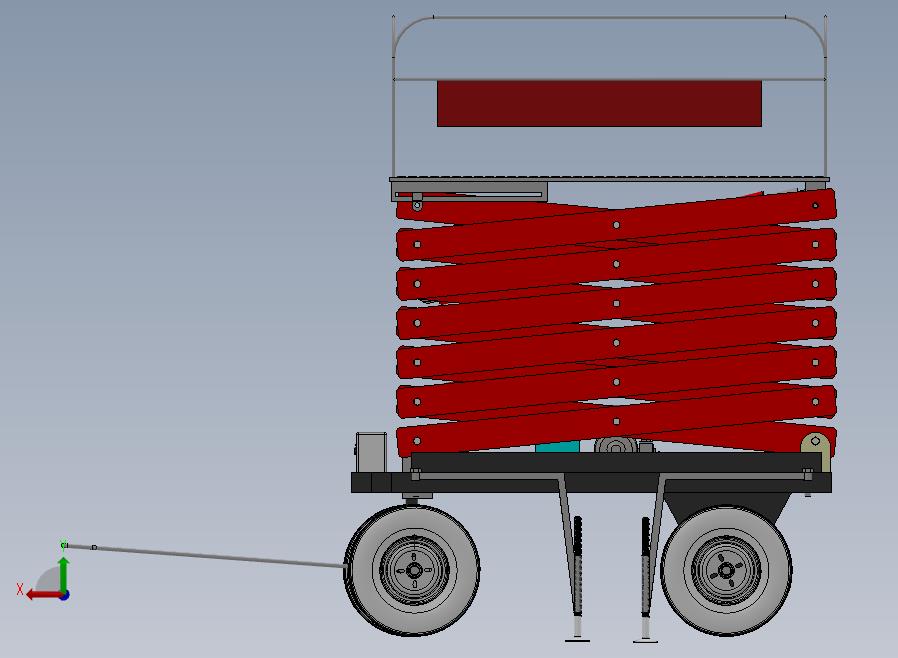 A26-四轮移动式液压升降台后视图