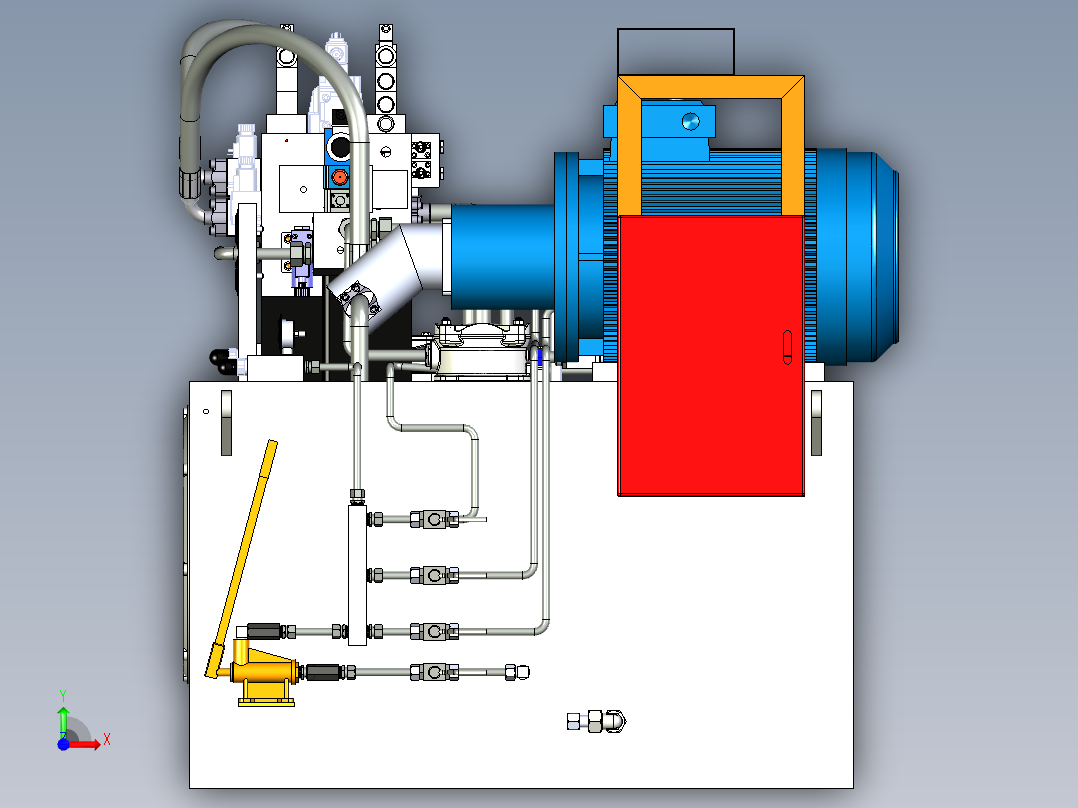 液压动力装置2000L模型3D图纸 x_t格式前视图