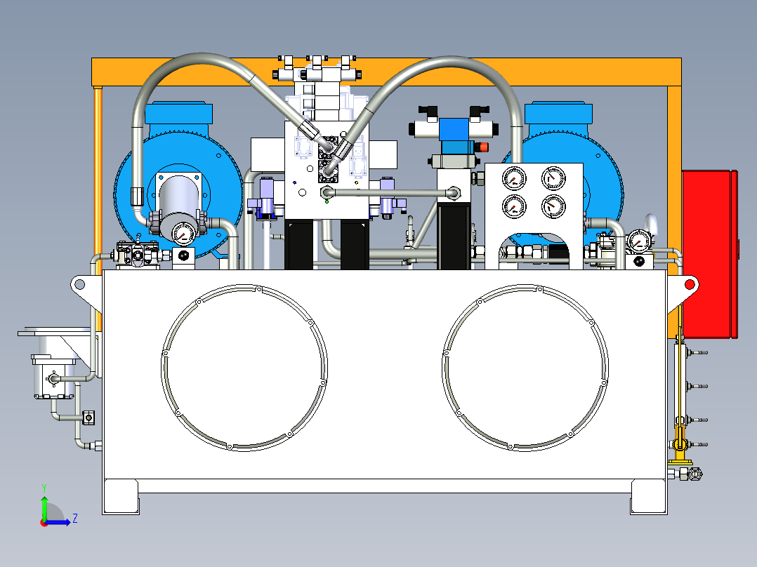 液压动力装置2000L模型3D图纸 x_t格式左视图