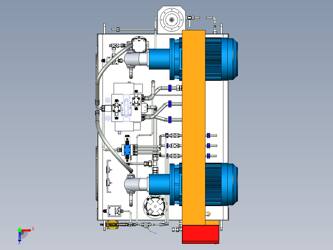 液压动力装置2000L模型3D图纸 x_t格式俯视图