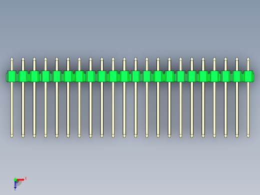 彩色公头100mil（2.54mm）系列-DS1021_green_1x22p_100mil_Type5_rev1.0俯视缩略图