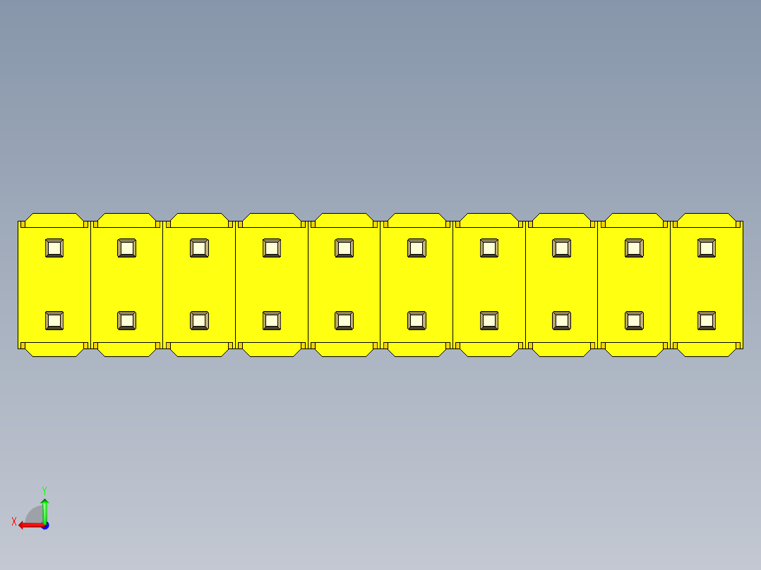 彩色公头100mil（2.54mm）系列-DS1021_yellow_2x10p_100mil_Type19_rev1.0后视图