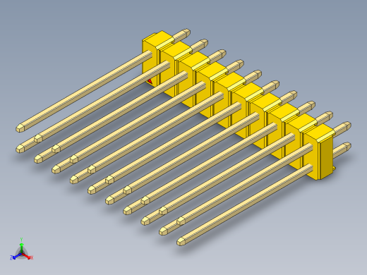 彩色公头100mil（2.54mm）系列-DS1021_yellow_2x10p_100mil_Type19_rev1.0正等轴测缩略图