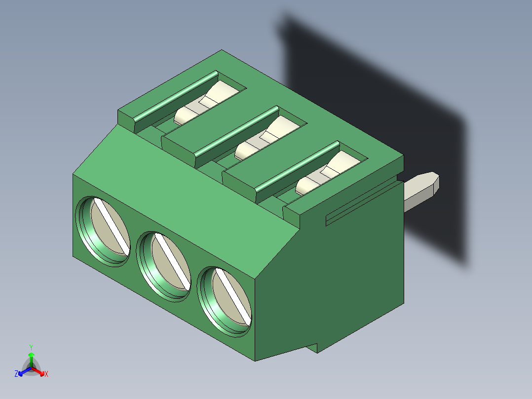 PCB Terminal Block 3 DEG381-3.5正等轴测图