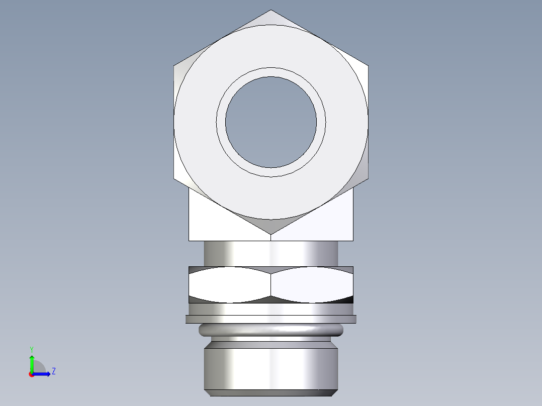 卡套式工业通用硬管接头EO_Adjustable_locknut_branch_tee_TEE18ZLMORCF左视图