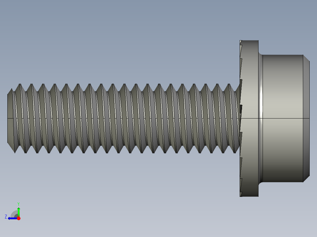 锯齿状法兰头螺钉-Serrated-Flange Socket Head Screws M6 x 1 mm Thread 20 mm Long右视图