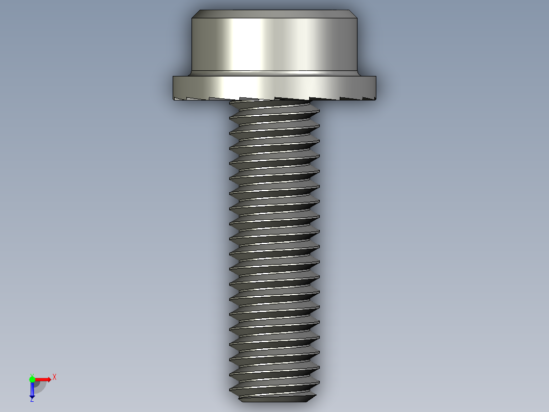 锯齿状法兰头螺钉-Serrated-Flange Socket Head Screws M6 x 1 mm Thread 20 mm Long俯视图