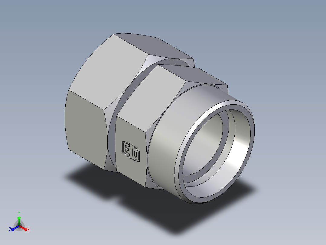 卡套式工业通用硬管接头EO_Distance_piece_adapter_DA35LOMDCF正等轴测图